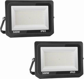 500W LED Outdoor Flood Light,IP65 Waterproof Exterior Flood Light (Without US-Plug),6500K Cold White Lamp Extra Bright for Outdoor Yard,Garden,Patio,playground-2Pack