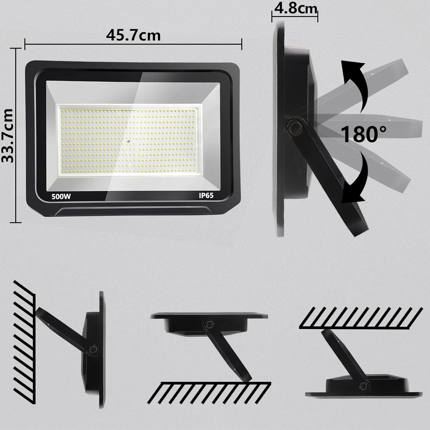 500W LED Outdoor Flood Light,IP65 Waterproof Exterior Flood Light (Without US-Plug),6500K Cold White Lamp Extra Bright for Outdoor Yard,Garden,Patio,playground-2Pack