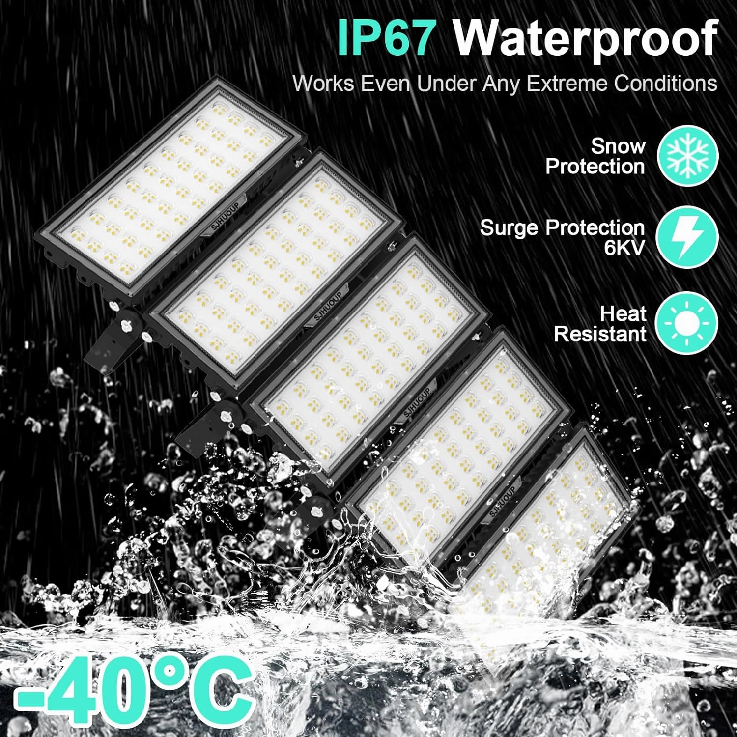 500W Stadium Lights Outdoor LED Flood Light 65000LM,3000W Equivalent 6500K Super Bright LED Arena Lights,IP67 Waterproof Commercial Area Lighting,for Backyard,Sports Fields,Stadium