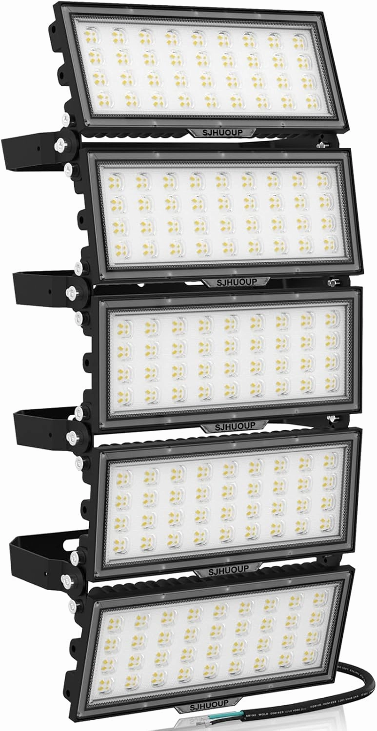 500W Stadium Lights Outdoor LED Flood Light 65000LM,3000W Equivalent 6500K Super Bright LED Arena Lights,IP67 Waterproof Commercial Area Lighting,for Backyard,Sports Fields,Stadium
