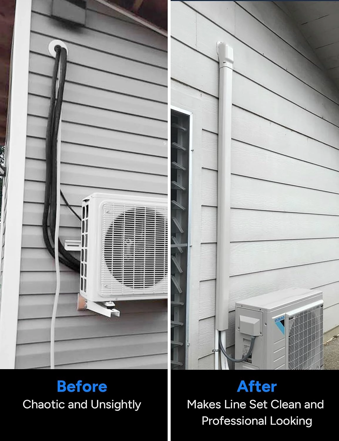 5'' 26.5Ft Mini Split Line Set Cover Kit for Minisplit Ductless Linset Air Conditioners and Heat Pumps, Central AC Decorative Upgraded UV-Proof Strong & Durability PVC Pipe