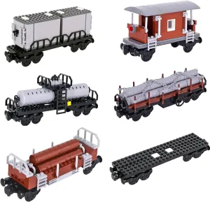 6 IN1 Freight Train Cars Building Block Set，Retro Train Cars Building Model, A Great Gift for Train Lovers (6-in-1 Train Carriage)