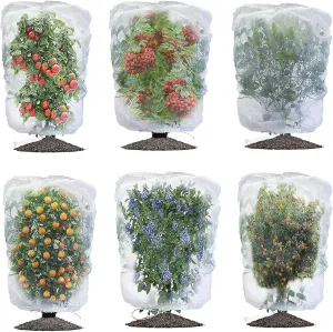 6 Pack Garden Netting Pest Barrier 5.25×4.92Ft - Ultra Fine Mesh Netting Protect Fruit Tree from Bird/Squirrel/Cicada/Insect/Bug, Plant Cover with Drawstring for Blueberry Bush, Tomato, Vegetables