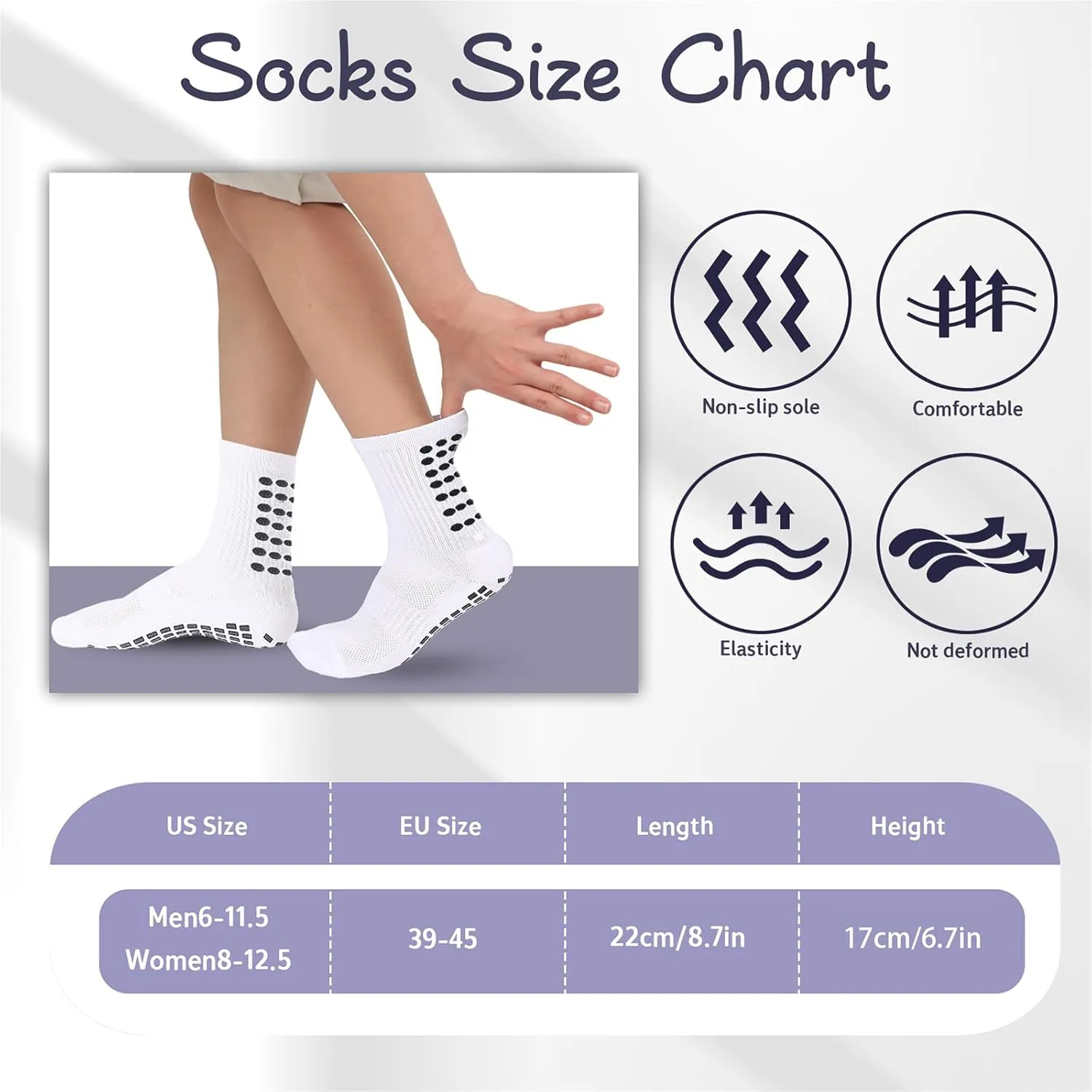 6 Pairs Grip Soccer Socks Colorful Non Slip Sports Football Basketball Hospital Yoga Socks for Men Women