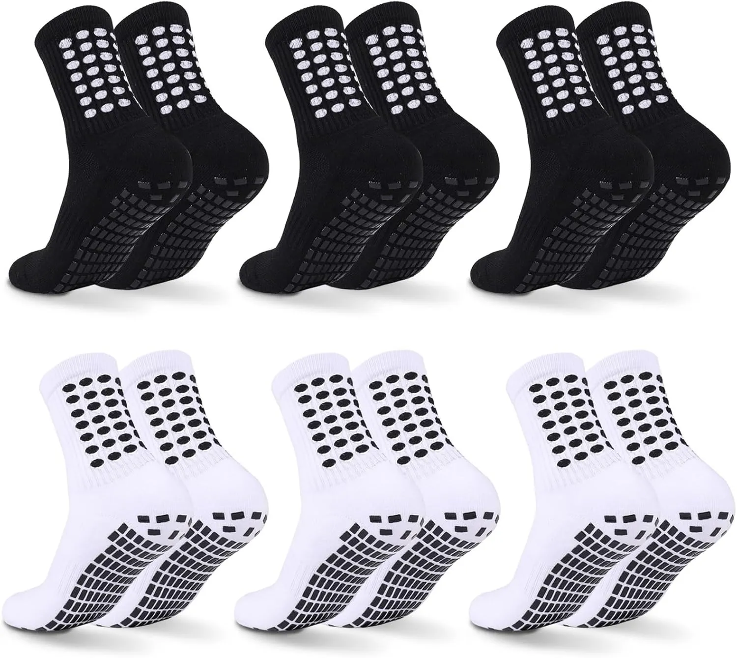 6 Pairs Grip Soccer Socks Colorful Non Slip Sports Football Basketball Hospital Yoga Socks for Men Women