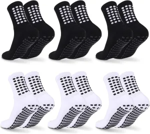 6 Pairs Grip Soccer Socks Colorful Non Slip Sports Football Basketball Hospital Yoga Socks for Men Women