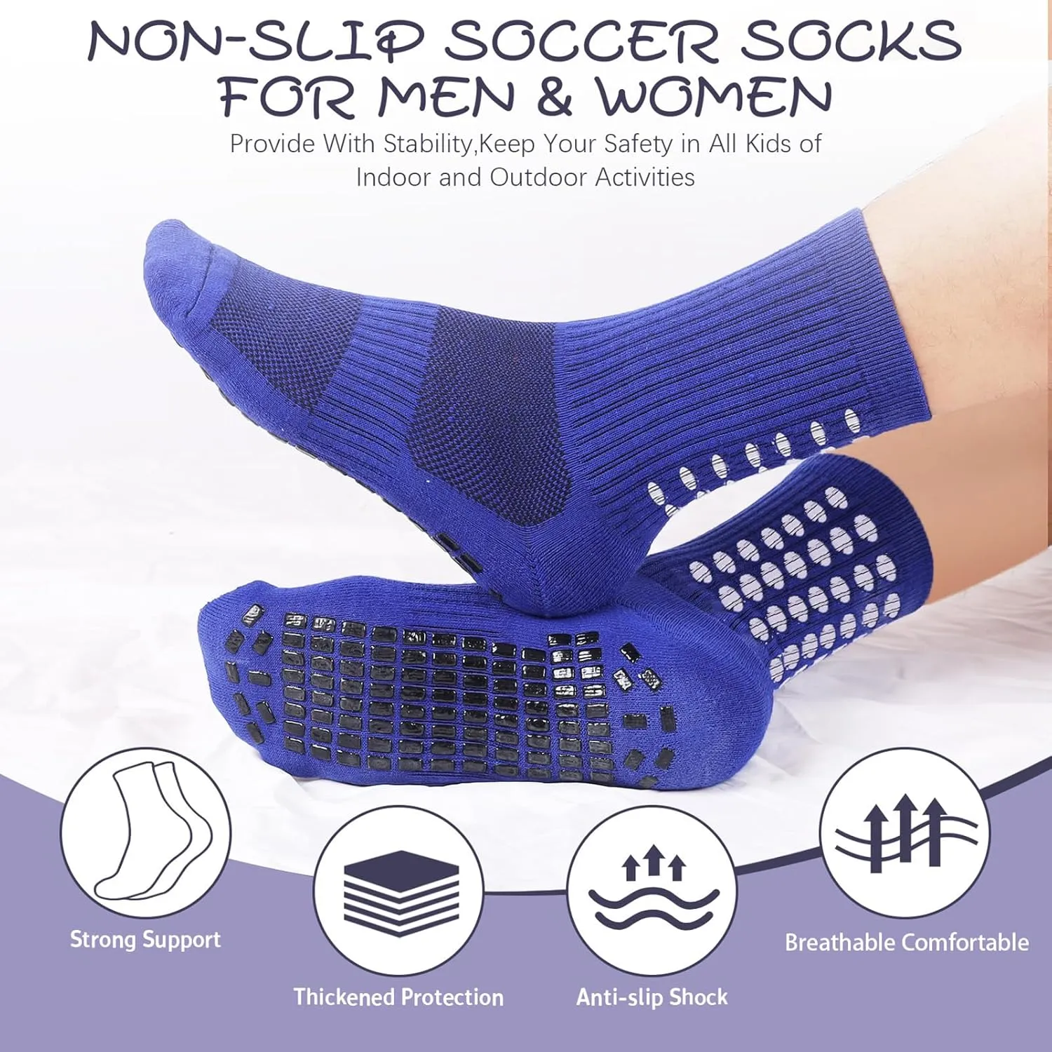 6 Pairs Grip Soccer Socks Colorful Non Slip Sports Football Basketball Hospital Yoga Socks for Men Women