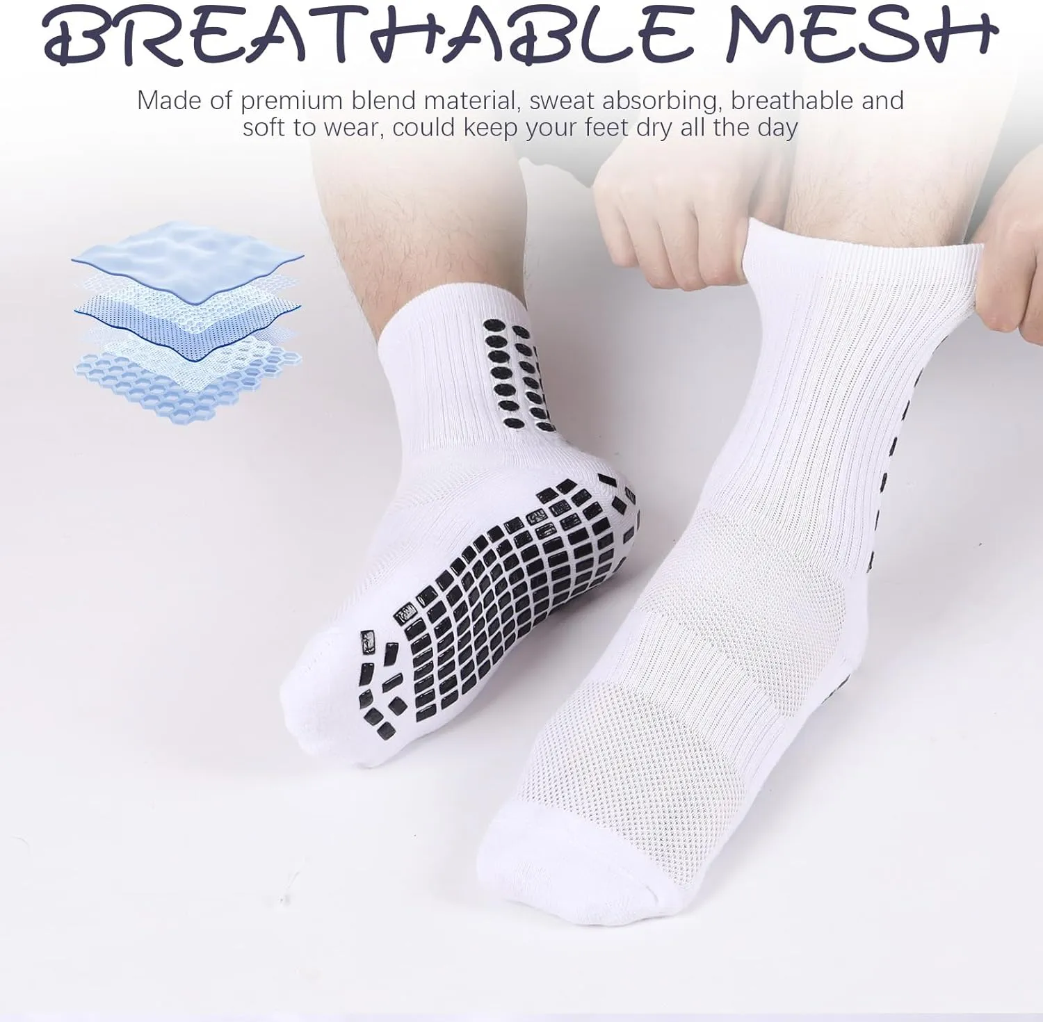 6 Pairs Grip Soccer Socks Colorful Non Slip Sports Football Basketball Hospital Yoga Socks for Men Women