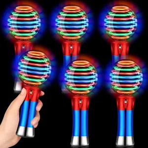6 Pieces Light up Magic Ball Toy Wand for Boys Flashing LED Wand Light up Toys for Teens Girls Spinner Light Show Spin Sensory Toys for Birthday Party Favor Gifts Classroom Prizes