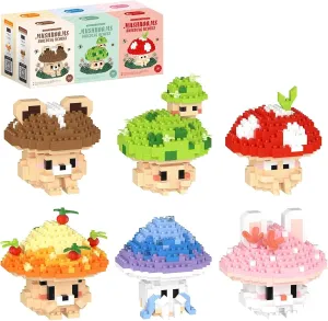 6 Set Mushroom Animals Micro Building Block Set, Creative Ideals Mushroom Animal Building Kit for Adults, Party Favors for Kids Boys Girls 12  (1956PCS)