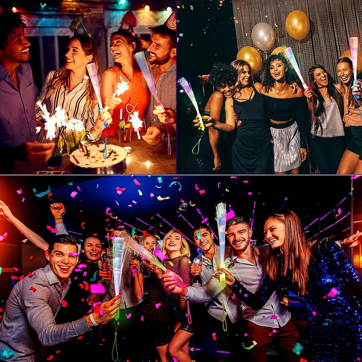 60 Pack LED Fiber Optic Wands,Glow Wands,LED Light Up Wands with 3 Flashing Models,Glow Wands Sticks for Christmas,NewYear,Valentines Day,July 4th,Wedding,Birthday,Concert Club Party Favors