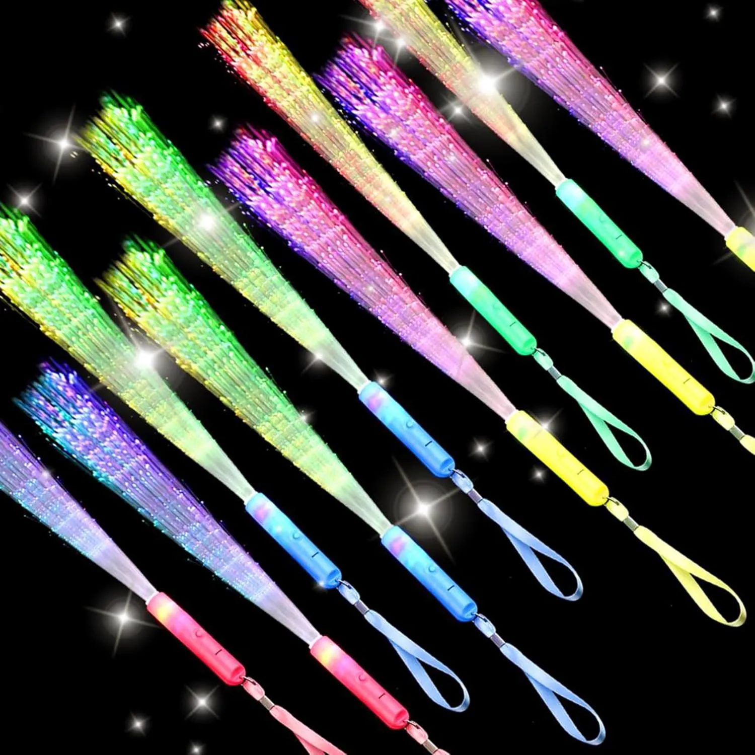 60 Pack LED Fiber Optic Wands,Glow Wands,LED Light Up Wands with 3 Flashing Models,Glow Wands Sticks for Christmas,NewYear,Valentines Day,July 4th,Wedding,Birthday,Concert Club Party Favors