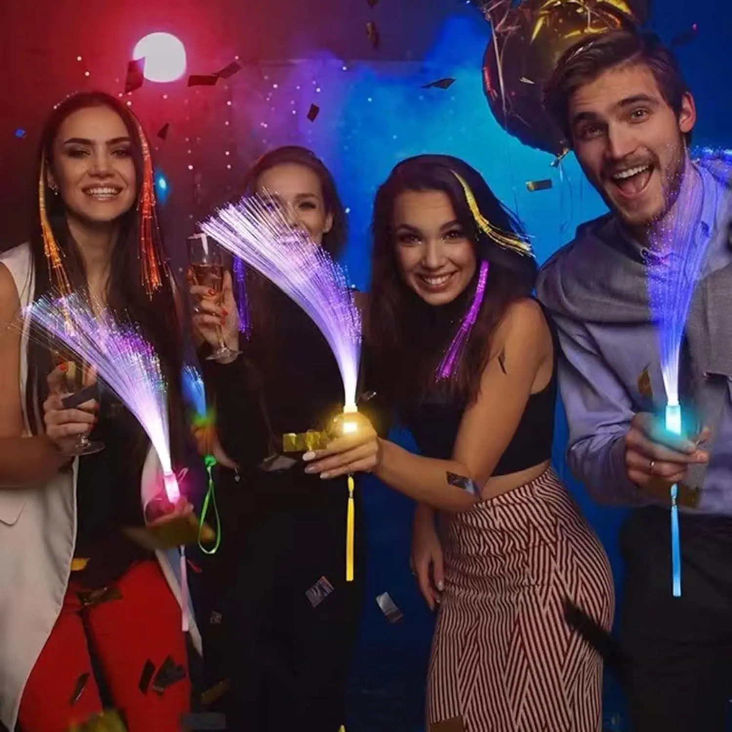 60 Pack LED Fiber Optic Wands,Glow Wands,LED Light Up Wands with 3 Flashing Models,Glow Wands Sticks for Christmas,NewYear,Valentines Day,July 4th,Wedding,Birthday,Concert Club Party Favors