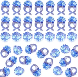 60 PCS Halloween LED Flashing Bumpy Rings - Jelly Blinking Rubber Rings with Blue Light Adult Novelty Favor Glow up Finger Toys Gift for Birthday Bachelorette Parties Wedding Prizes