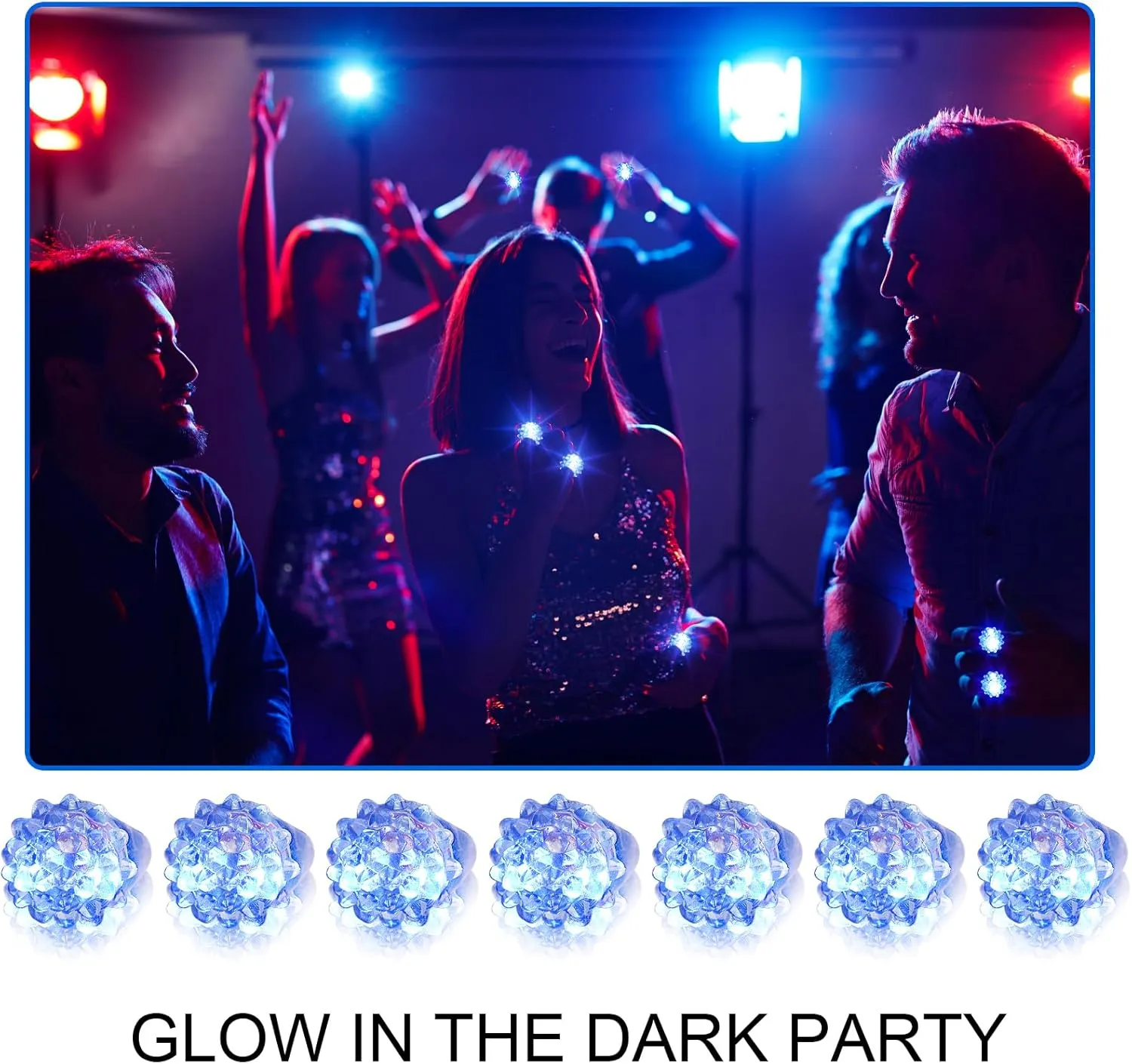60 PCS Halloween LED Flashing Bumpy Rings - Jelly Blinking Rubber Rings with Blue Light Adult Novelty Favor Glow up Finger Toys Gift for Birthday Bachelorette Parties Wedding Prizes