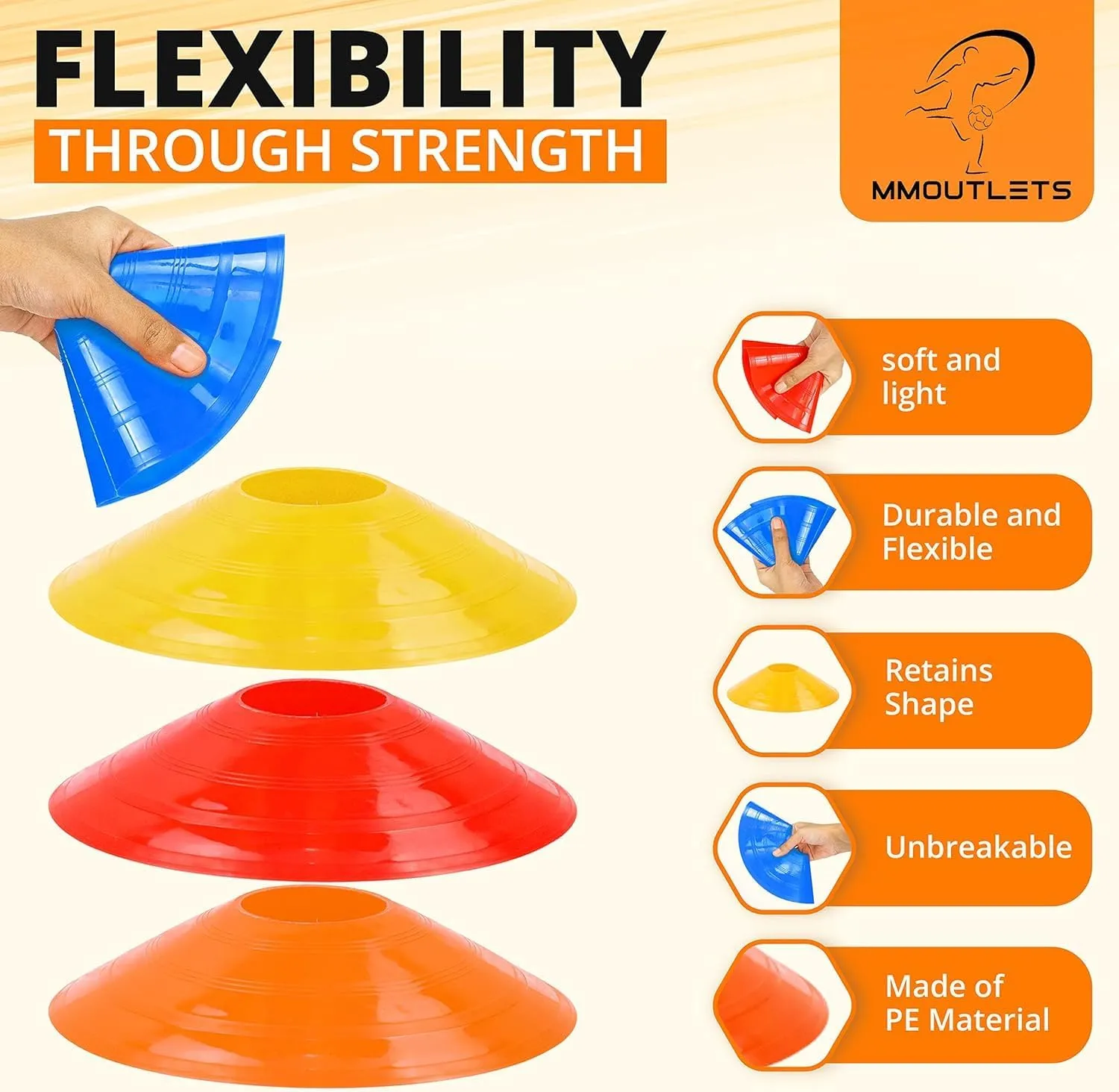 60/40/20 Pack, Pro-Grade Soccer Training Cones Set, Durable Agility Soccer Cones with Carry Bag & Strap Holder Ideal for Sports Training, Football, Soccer, Basketball- Trusted by Coaches & Athletes