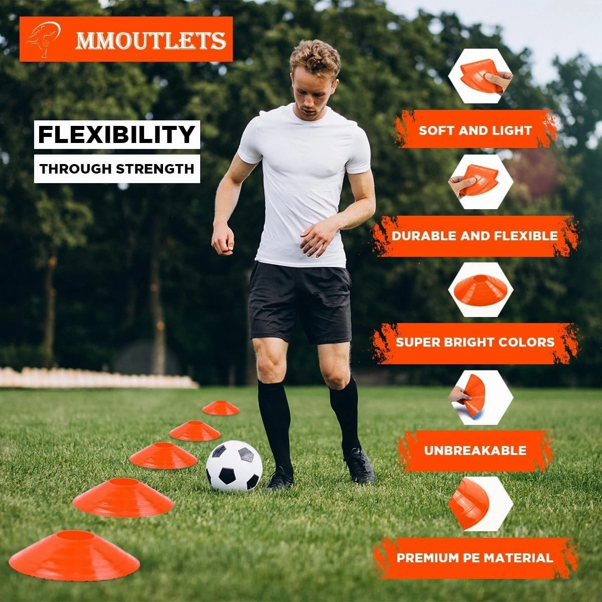 60/40/20 Pack, Pro-Grade Soccer Training Cones Set, Durable Agility Soccer Cones with Carry Bag & Strap Holder Ideal for Sports Training, Football, Soccer, Basketball- Trusted by Coaches & Athletes