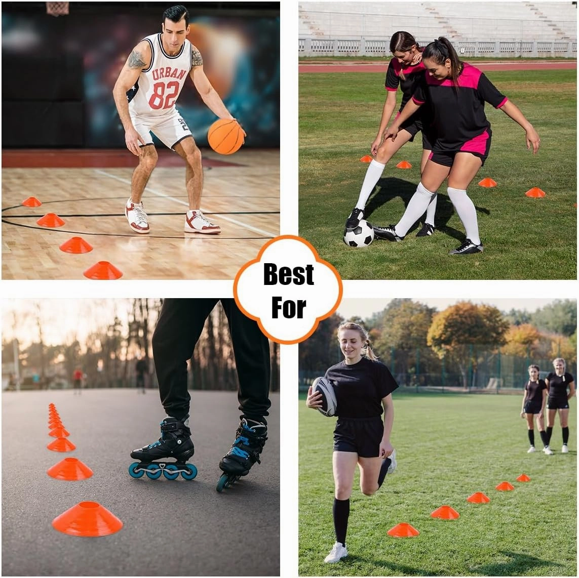 60/40/20 Pack, Pro-Grade Soccer Training Cones Set, Durable Agility Soccer Cones with Carry Bag & Strap Holder Ideal for Sports Training, Football, Soccer, Basketball- Trusted by Coaches & Athletes