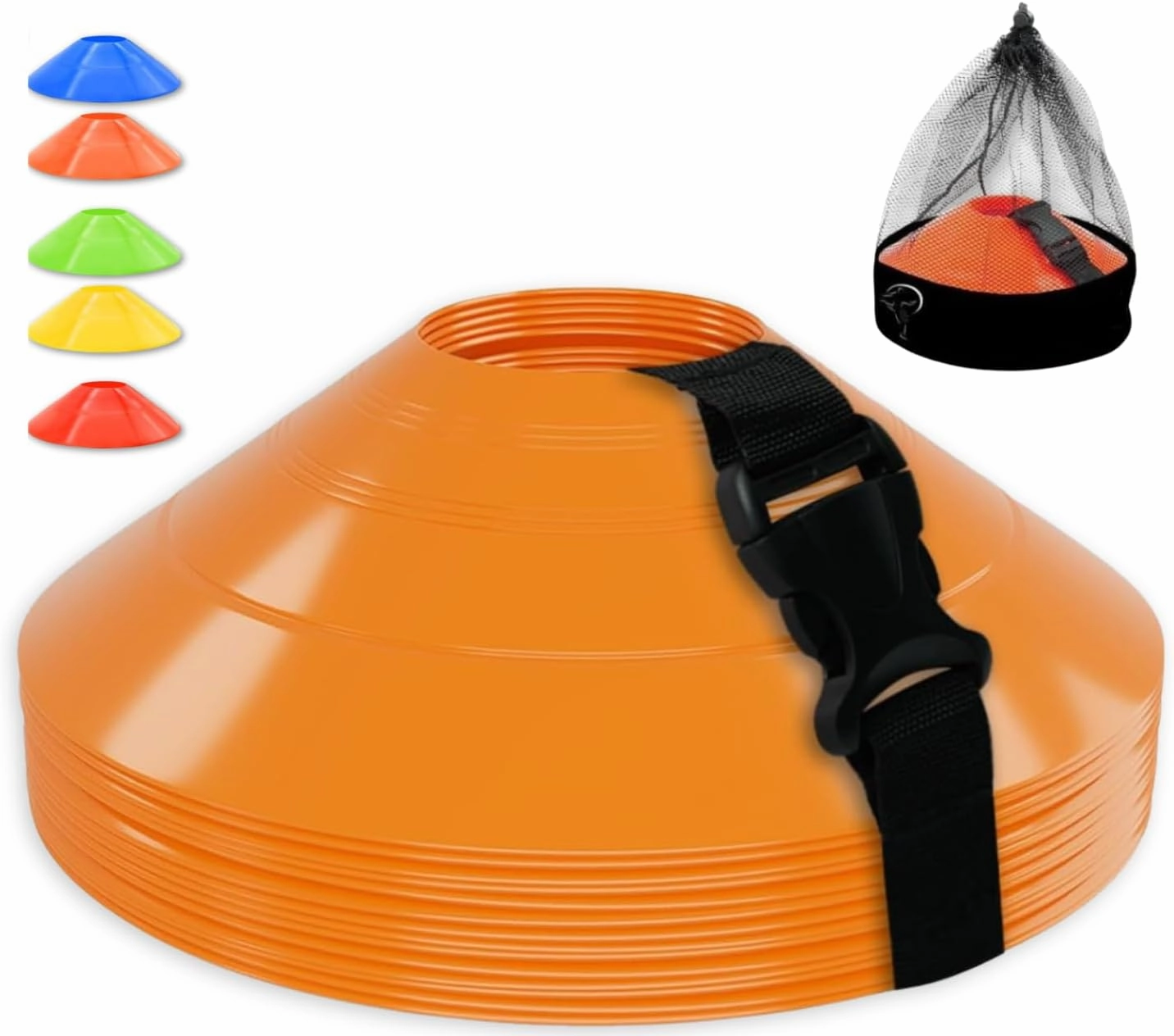 60/40/20 Pack, Pro-Grade Soccer Training Cones Set, Durable Agility Soccer Cones with Carry Bag & Strap Holder Ideal for Sports Training, Football, Soccer, Basketball- Trusted by Coaches & Athletes