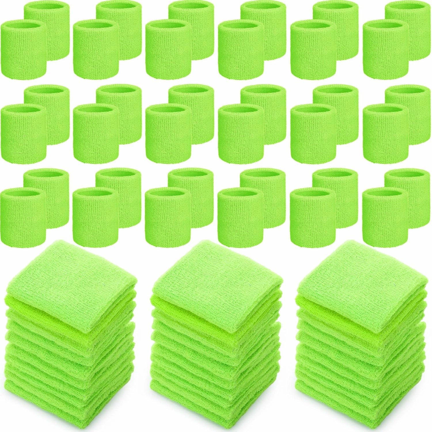 60 Pcs Wristband Bulk Sweatbands Neon 80s Sports Tennis Wristband Thick Cotton Gymnastics Adult Sweat Band Absorbent Sweatband for Men Women Party Supply Basketball Football 30 Pair