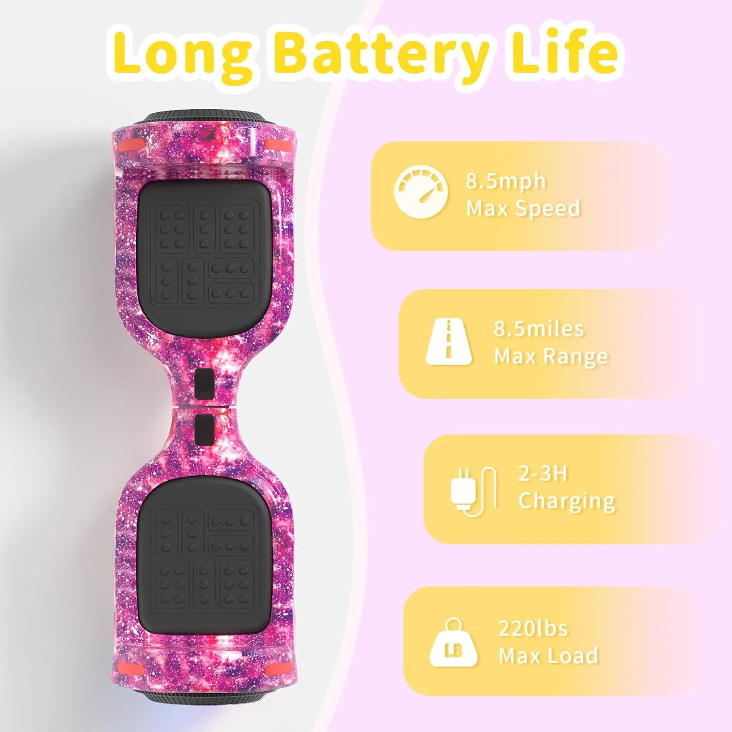 6.5" Bluetooth Scooter, LED Lights & APP & Music Speaker, Long Battery Life, Gifts for Kids & Adults & Girls & Boys, for All Ages