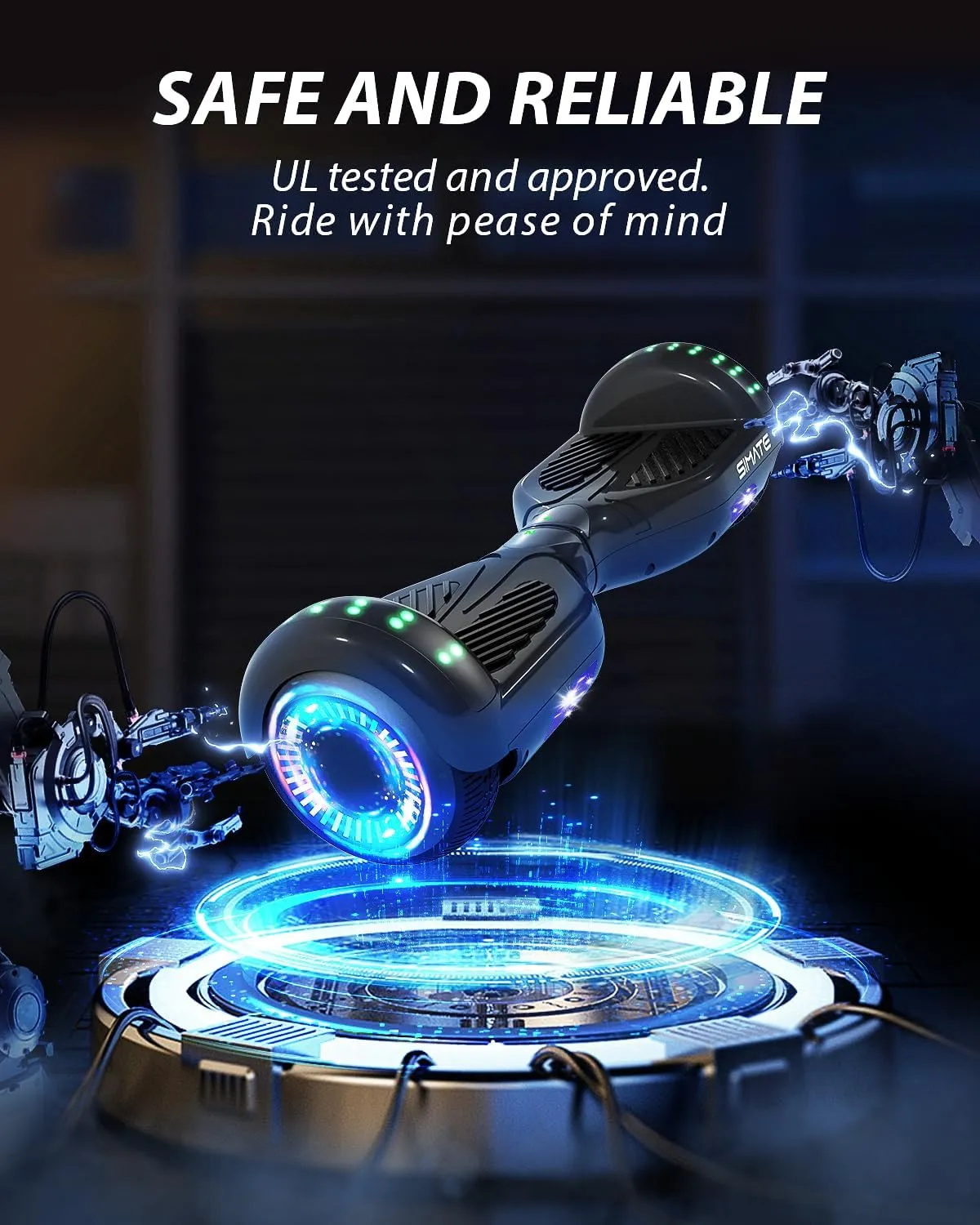 6.5" Scooter, Self Balancing E-Scooters with Bluetooth and LED Light, Top 7.5mph & 8.5 Miles Range Power by Dual 250W Motor, Gifts for Kids Adults Boys, for All Ages