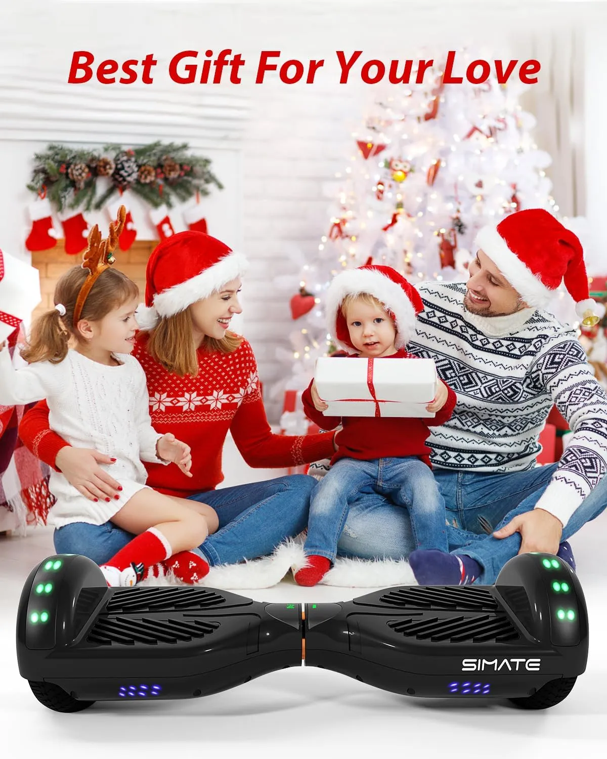 6.5" Scooter, Self Balancing E-Scooters with Bluetooth and LED Light, Top 7.5mph & 8.5 Miles Range Power by Dual 250W Motor, Gifts for Kids Adults Boys, for All Ages