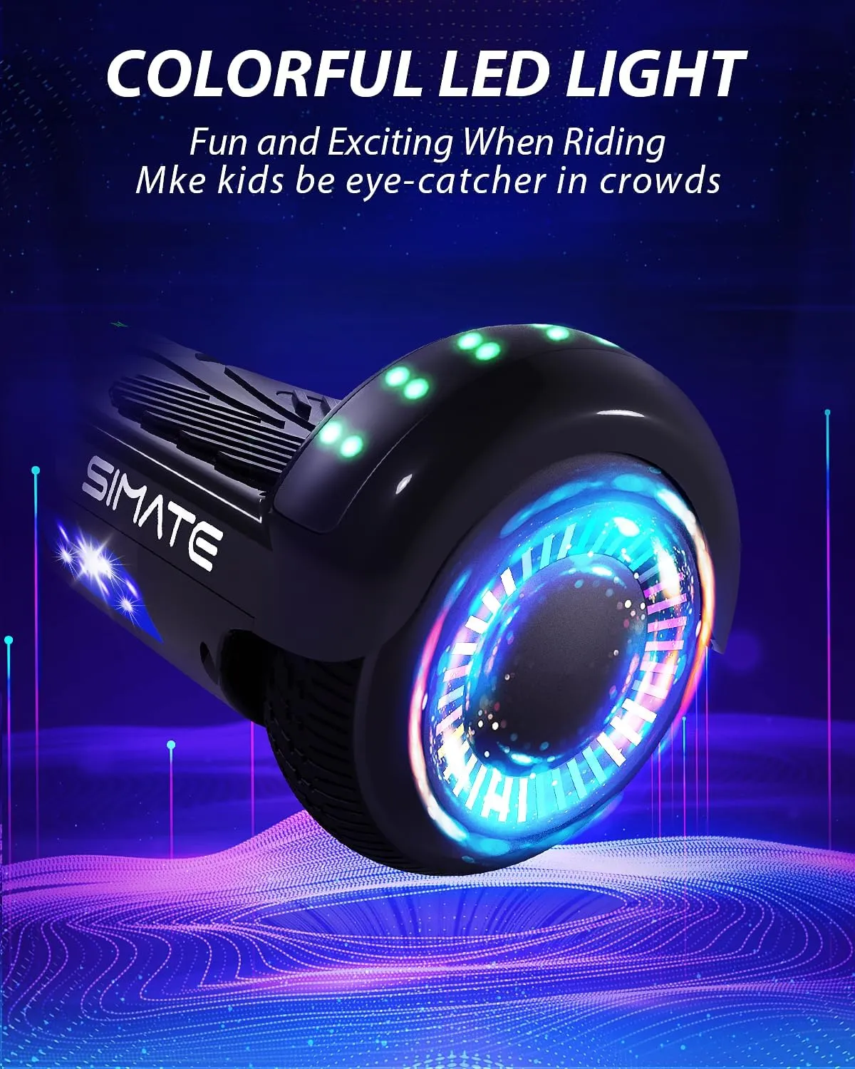 6.5" Scooter, Self Balancing E-Scooters with Bluetooth and LED Light, Top 7.5mph & 8.5 Miles Range Power by Dual 250W Motor, Gifts for Kids Adults Boys, for All Ages