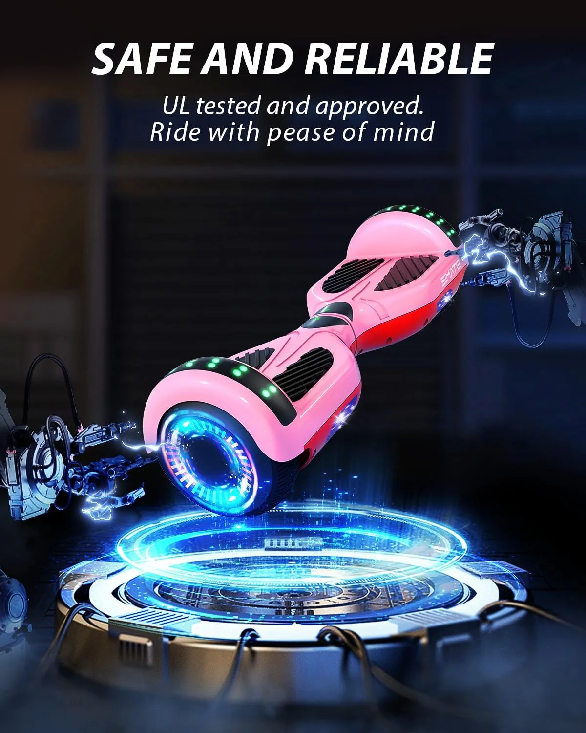6.5" Scooter, Self Balancing E-Scooters with Bluetooth and LED Light, Top 7.5mph & 8.5 Miles Range Power by Dual 250W Motor, Gifts for Kids Adults Boys, for All Ages