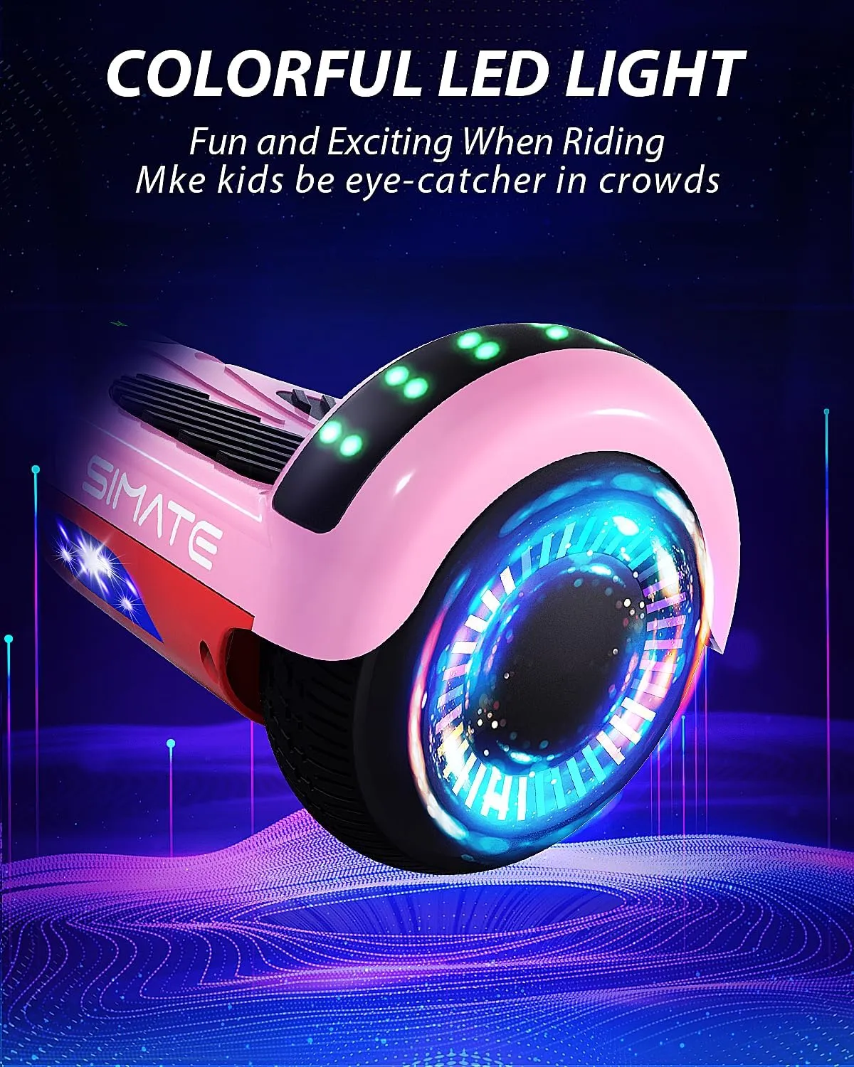 6.5" Scooter, Self Balancing E-Scooters with Bluetooth and LED Light, Top 7.5mph & 8.5 Miles Range Power by Dual 250W Motor, Gifts for Kids Adults Boys, for All Ages