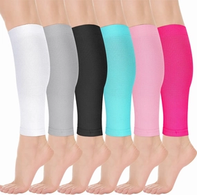 6 Pairs Calf Compression Sleeve Women Footless Compression Stockings Elastic Leg Sleeve for Running Nurse Pregnant