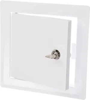 6" x 6" Lockable White Metal Access Panel. Service Shaft Door Panel with Key. Plumbing, Electricity, Heating, Alarm Wall Access Panel for Drywall. Bathroom Services Access Hole Cover.