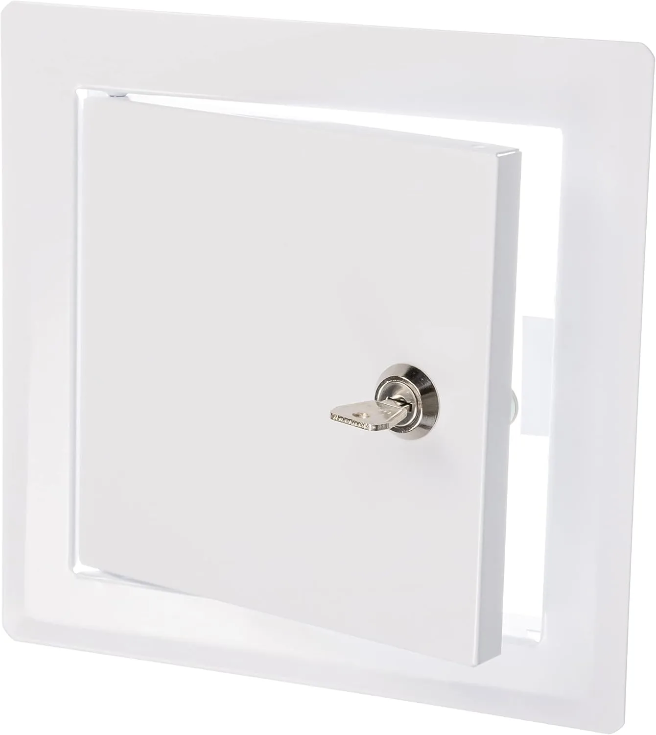 6" x 6" Lockable White Metal Access Panel. Service Shaft Door Panel with Key. Plumbing, Electricity, Heating, Alarm Wall Access Panel for Drywall. Bathroom Services Access Hole Cover.