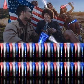 72PCS Fiber Optic Wands Glow Fiber Wands Bulk LED Light Up Wands with 3 Flashing Modes LED Flashing Sticks for July 4th Halloween Wedding Birthday Carnival Bachelor Party(RedBlueWhite)