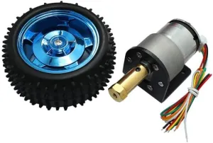 85MM Diameter Wheel DC 6V 12V 24V Gear Motor Set for Smart Toy Part - (Speed(RPM): 110rpm, Voltage(V): 12V)