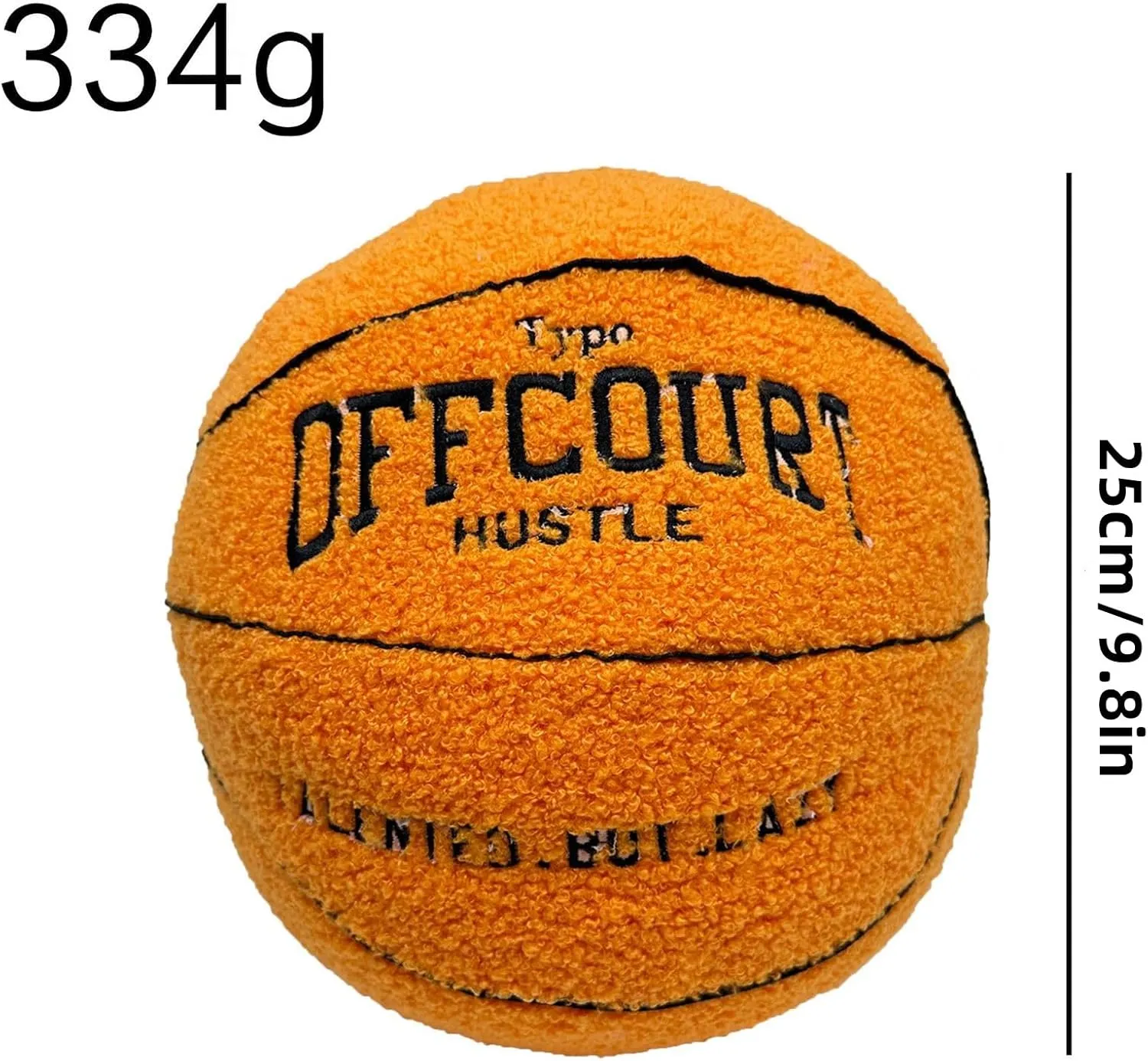 9.8inch Basketball Plush Offcourt Basketball Pillow Soft Plush Basketball Sports Pillow Durable Sport Basketballs Plush Toy Sports Theme Room Decorations, Birthday Gifts for Boys (Orange)