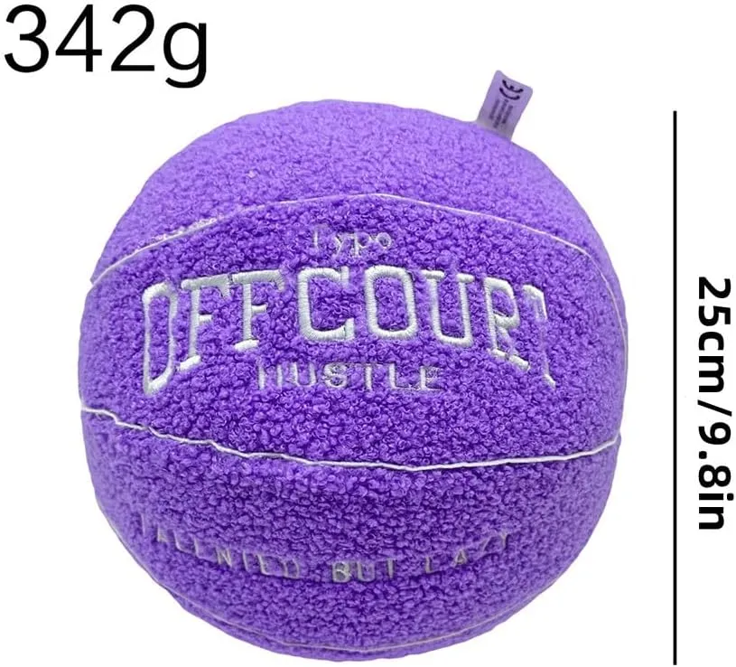 9.8inch Basketball Plush Offcourt Basketball Pillow Soft Plush Basketball Sports Pillow Durable Sport Basketballs Plush Toy Sports Theme Room Decorations, Birthday Gifts for Boys (Purple)