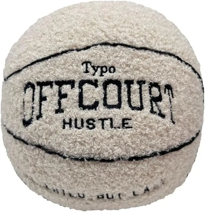 9.8inch Basketball Plush Offcourt Basketball Pillow Soft Plush Basketball Sports Pillow Durable Sport Basketballs Plush Toy Sports Theme Room Decorations, Birthday Gifts for Boys (Rice White)