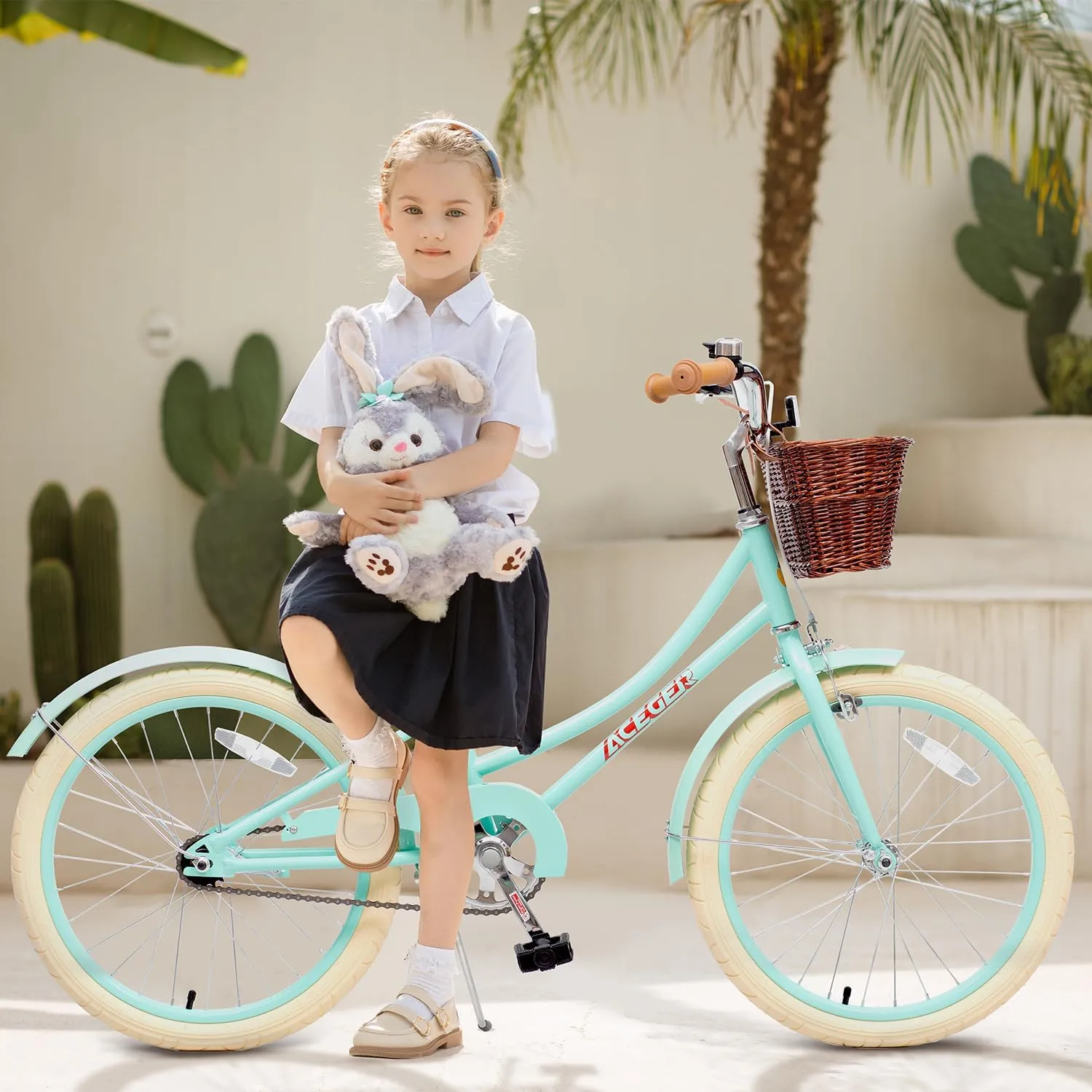 ACEGER Girls Bike with Basket, Kids Bicycle for 3-13 Years, Included Coaster Brake & Caliper Brake, 14 16 18 Inch with Training Wheels, 20 24 26 Inch with Kickstand but no Training Wheels