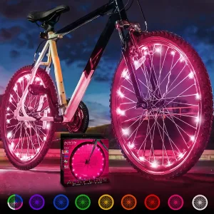 Activ Life 2-Tire Pack LED Bike Wheel Lights with Batteries Included, Get 100% Brighter and Visible from All Angles for Ultimate Safety and Style