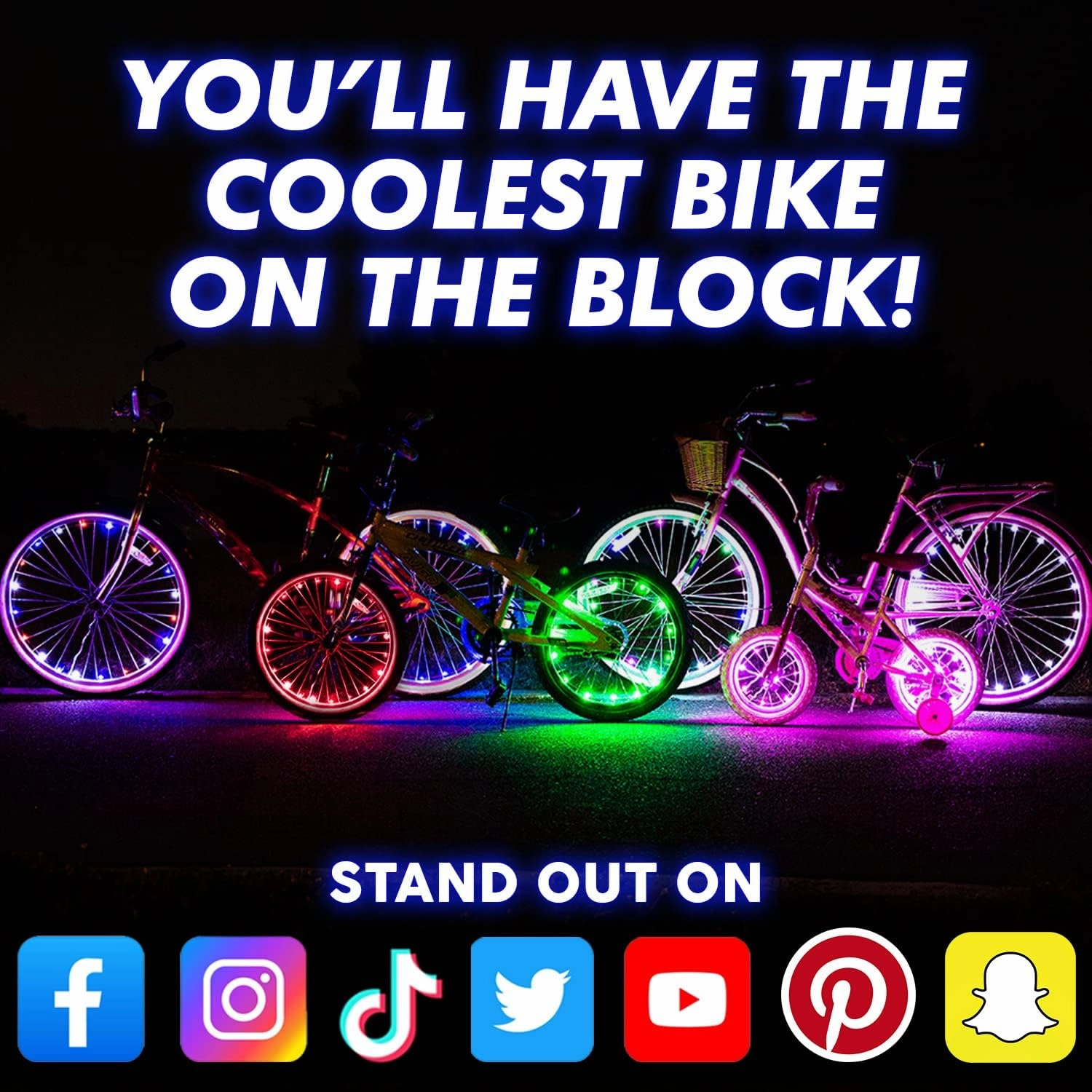 Activ Life 2-Tire Pack LED Bike Wheel Lights with Batteries Included, Get 100% Brighter and Visible from All Angles for Ultimate Safety and Style