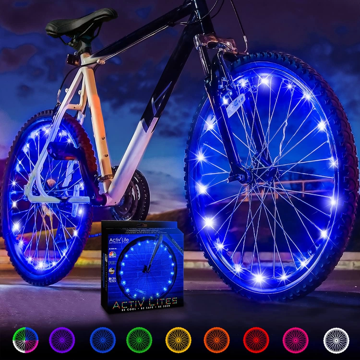 Activ Life 2-Tire Pack LED Bike Wheel Lights with Batteries Included, Get 100% Brighter and Visible from All Angles for Ultimate Safety and Style