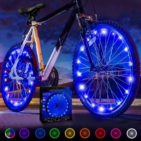 Activ Life 2-Tire Pack LED Bike Wheel Lights with Batteries Included, Get 100% Brighter and Visible from All Angles for Ultimate Safety and Style