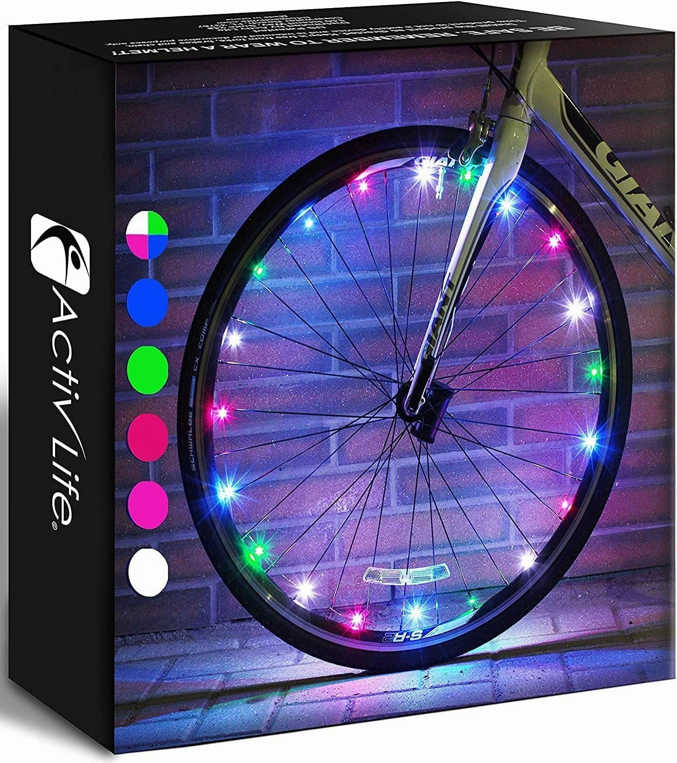 Activ Life 2-Tire Pack LED Bike Wheel Lights with Batteries Included, Get 100% Brighter and Visible from All Angles for Ultimate Safety and Style