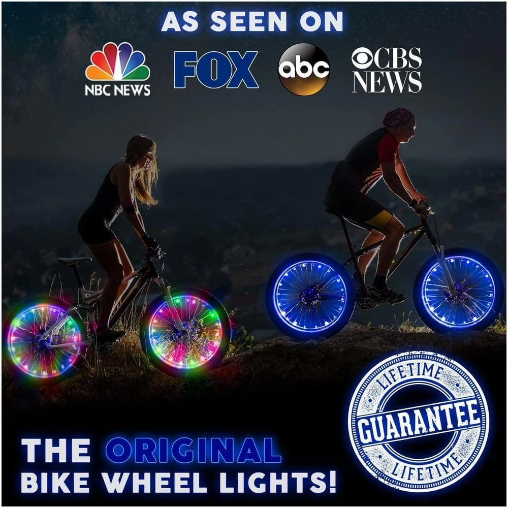 Activ Life 2-Tire Pack LED Bike Wheel Lights with Batteries Included, Get 100% Brighter and Visible from All Angles for Ultimate Safety and Style