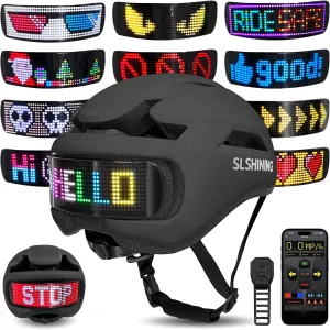 Adult Bike Helmet Smart Bike Helmet with LED Lights Bicycle Helmets for Men Women LED Cycling Helmet with APP and Remote Control for Commmuting Road Biking Skating, Bike Accessories (Fits 58-61cm)