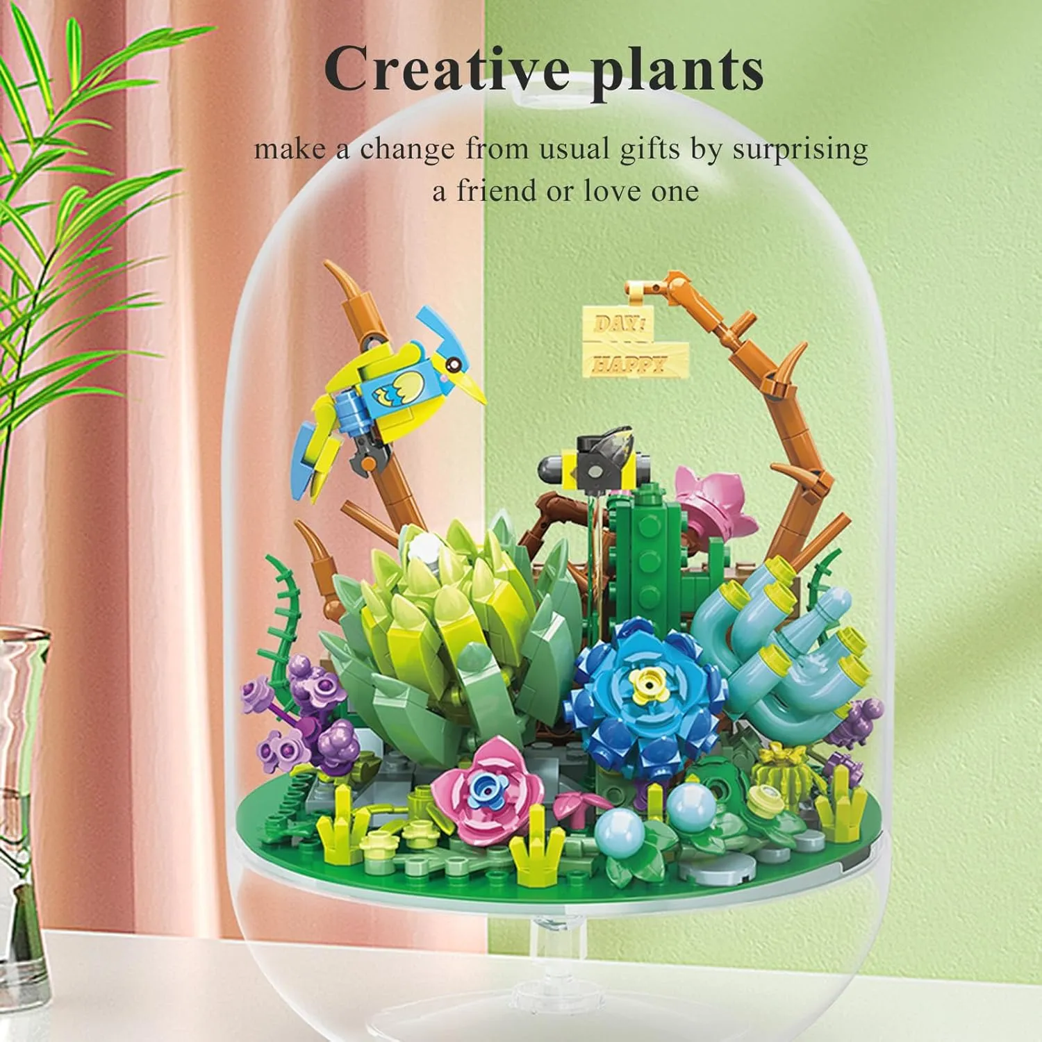 Adult Succulents Botanical Collection Flower Bouquet Building Toy Mini Bricks Flower Set DIY Plants Bonsai Tree Friends Set Valentine's Christmas New Year Birthday for Women