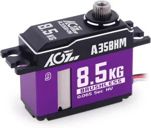 AGFRC 8.5KG Digital RC Steering-Servo-Motor - 0.065Sec High Speed Brushless HV Full CNC Case Titanium Gear Servo for 1/10 1/12 RC Car (A35BHM)