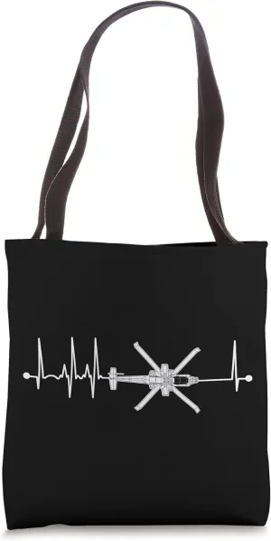 AH64 Apache Heartbeat EKG Pulse Military Helicopter Pilot Tote Bag