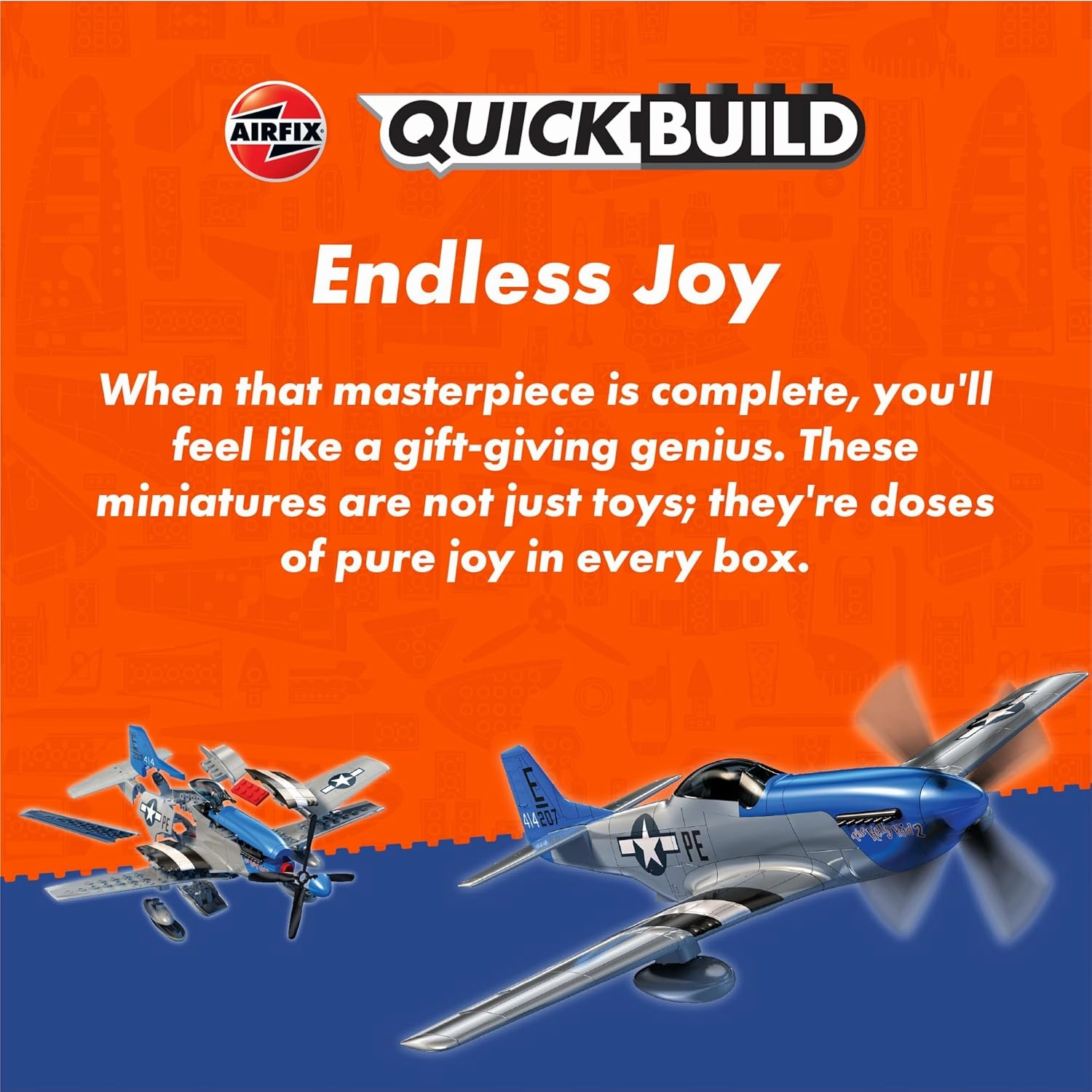Airfix Quickbuild P-51D Mustang Airplane Brick Building Plastic Model Kit J6016
